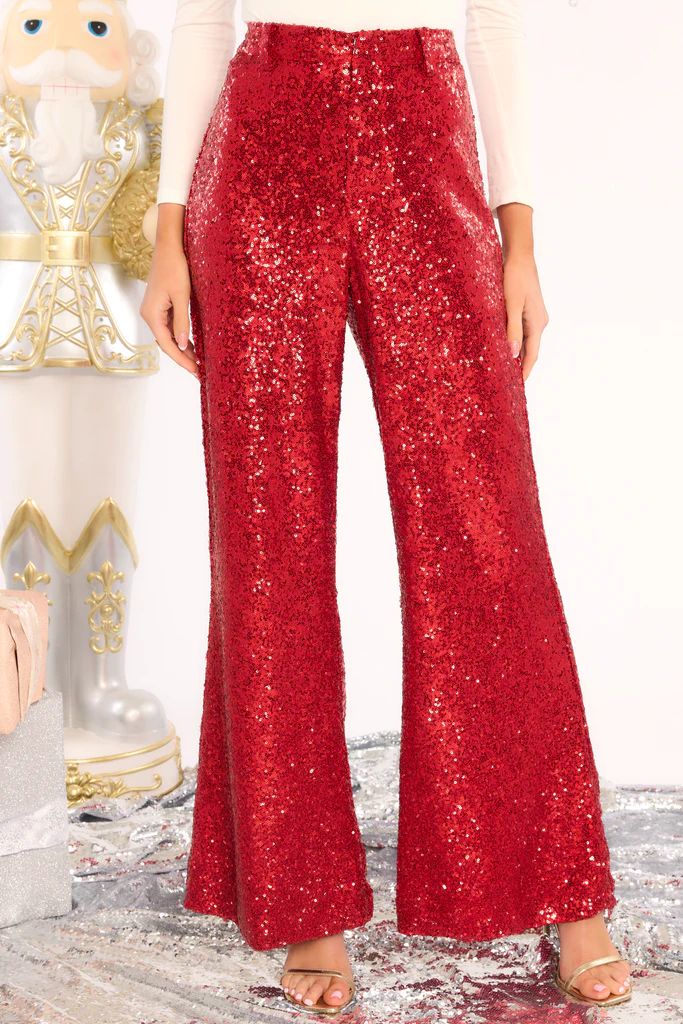 Lookbook Favorite Red Sequin Pants | Red Dress 