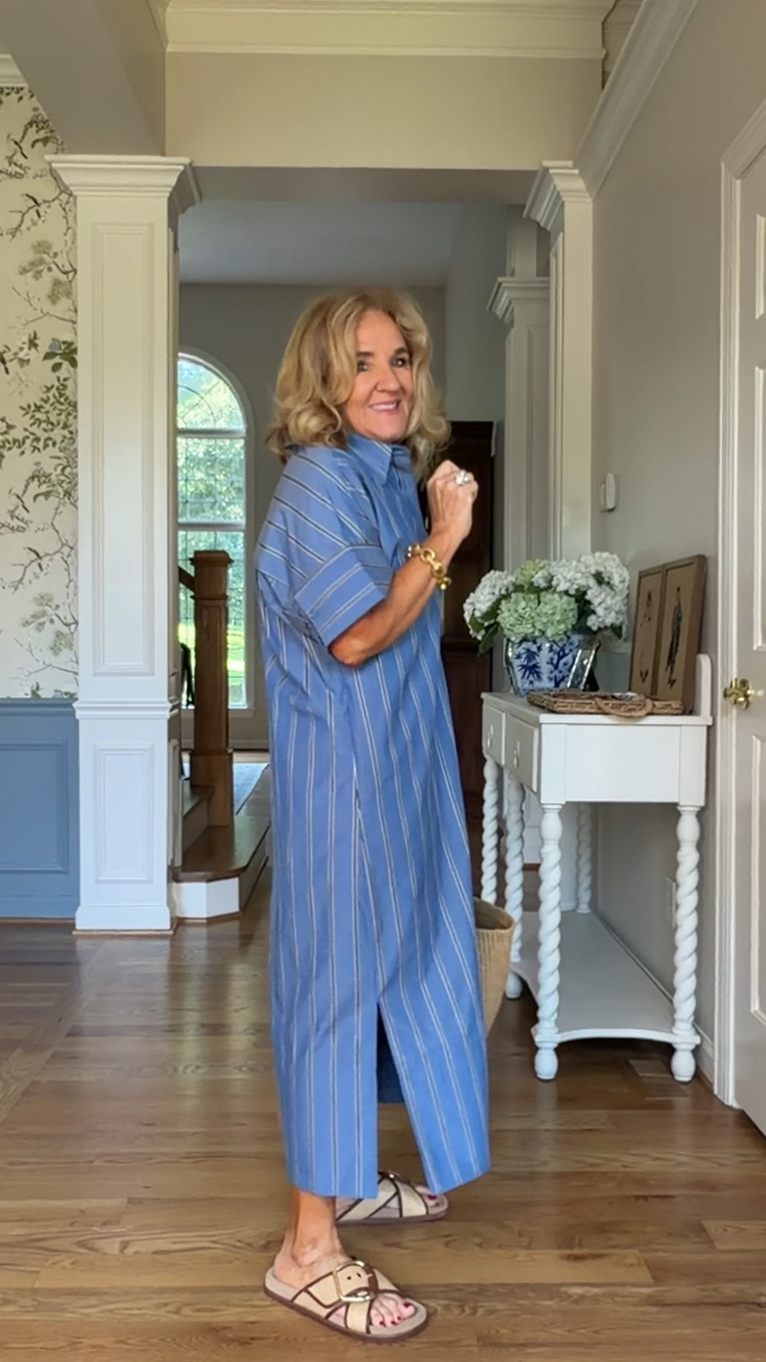Gorgeous cotton poplin caftan style dress. Also looks great either way a belt 
Wearing a medium 

Nantucket vacation beach vacation striped dress

#LTKOver40 #LTKPetite #LTKTravel