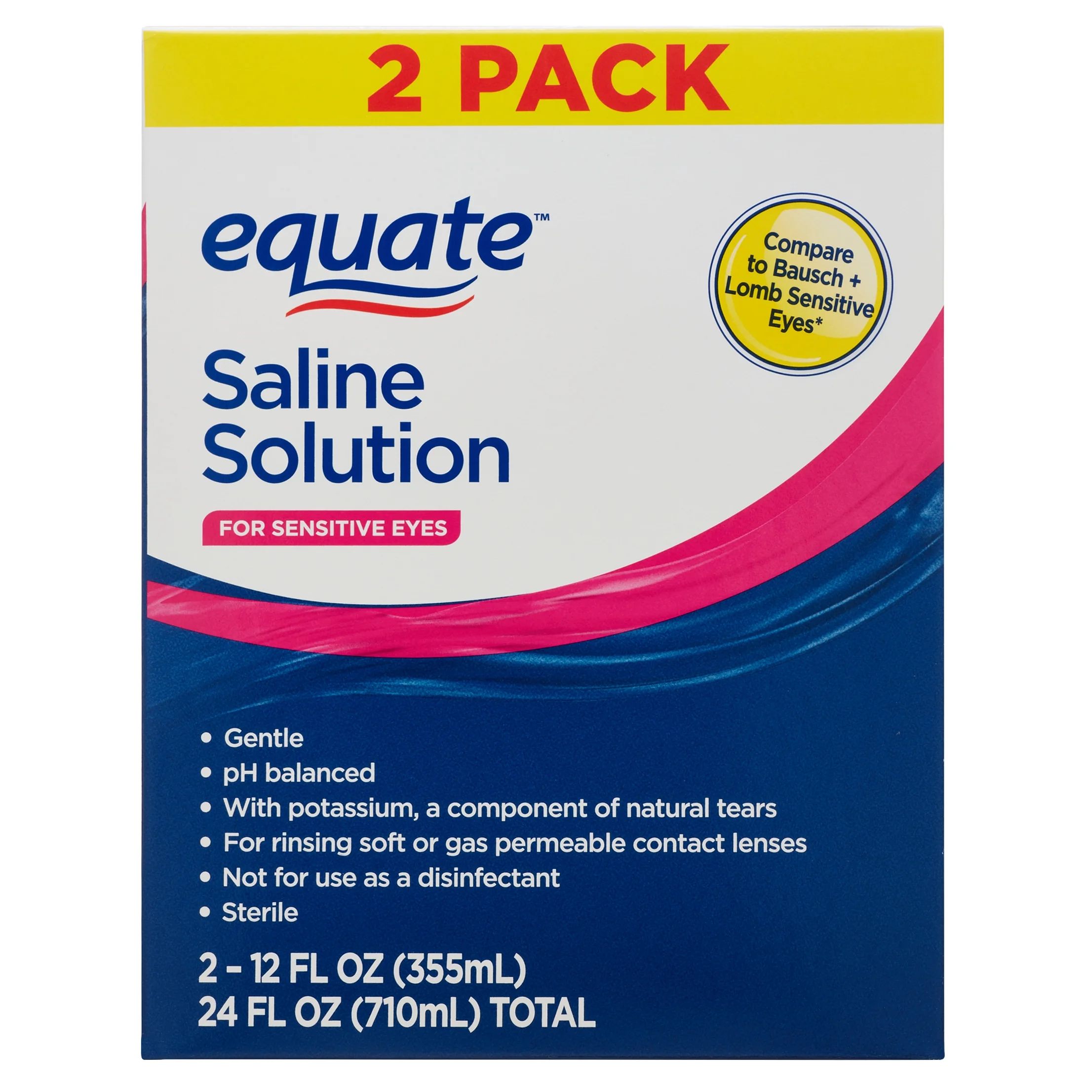 Equate Saline Solution for Sensitive Eyes, 12 fl oz, 2 Pack | Walmart (US)