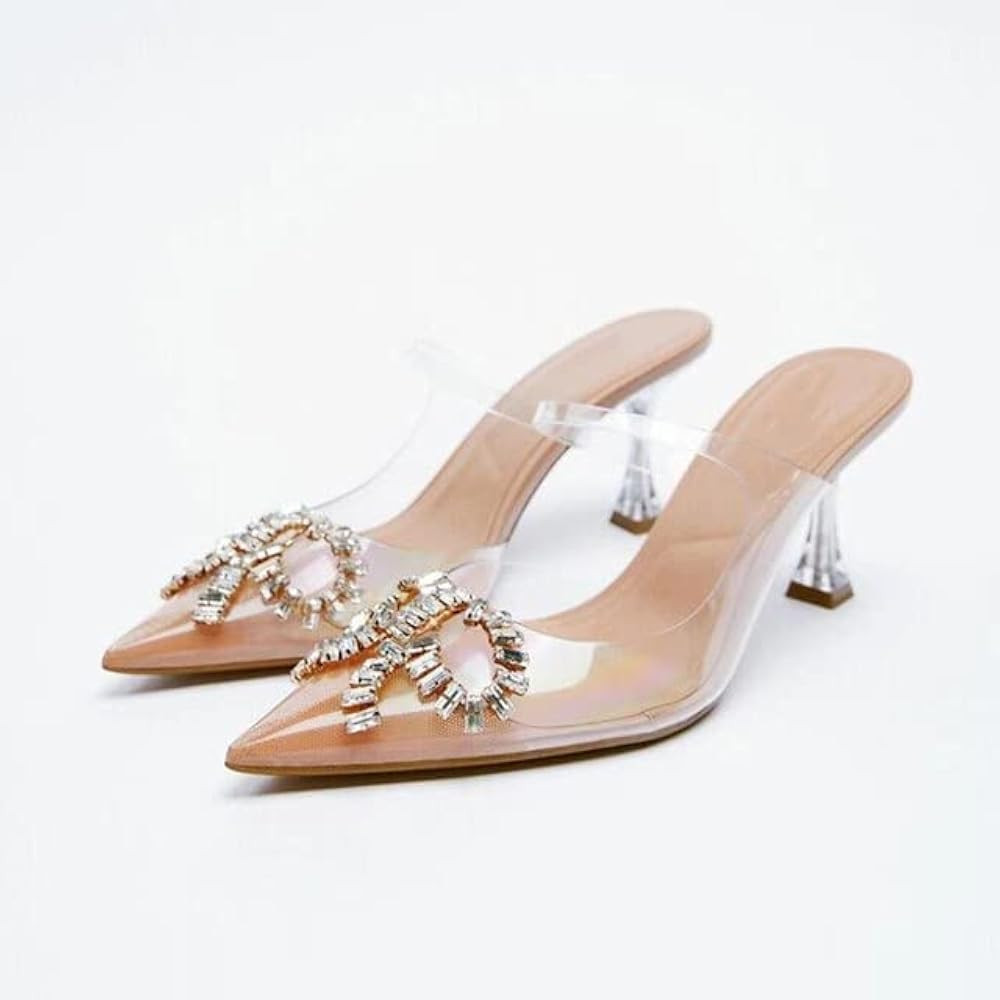 LvSenLin Women Summer Sandals High Heels Ladies Shoes PVC Transparent Rhiestone Elegant Party Wed... | Amazon (UK)