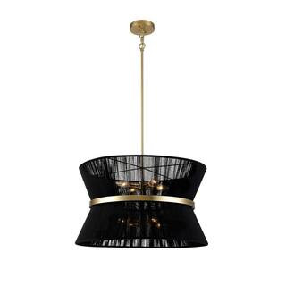 Elizabeth 8-Light Black Hand-Wrapped Rope Cone Pendant Light | The Home Depot