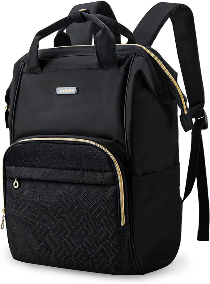 BAGSMART Laptop Backpack Purse for Women, 15.6 Inch Travel Laptop Backpacks, Black Teacher Backpa... | Amazon (US)