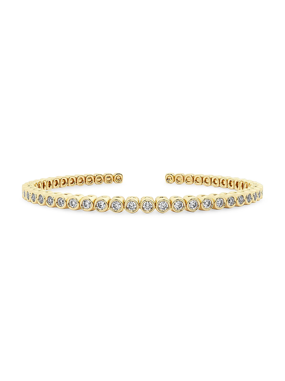 Flowing Bold 14K Yellow Gold & 1.75 TCW Lab-Grown Diamond Cuff | Saks Fifth Avenue