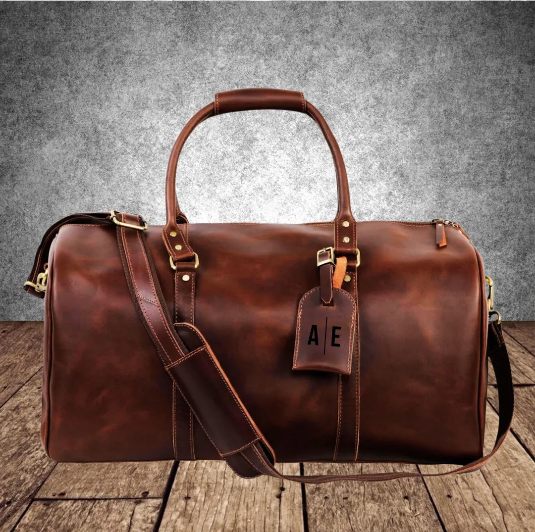 Full Grain Leather Weekender Bag Personalized Retro Travel Holdall for Men and Women Perfect Gift... | Etsy (US)