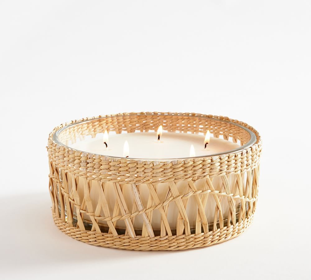 Seagrass Woven Candle, Natural, Fig &amp;amp; Sandalwood, Large 8X3 | Pottery Barn (US)