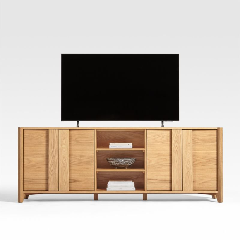 Vertex Natural 82" Media Console | Crate & Barrel | Crate & Barrel