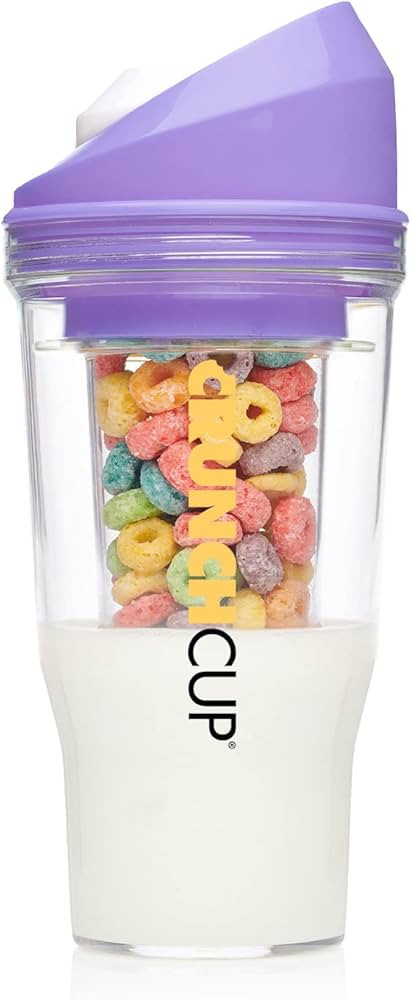 CRUNCHCUP XL Purple - Portable Plastic Cereal Cups for Breakfast On the Go, To Go Cereal and Milk... | Amazon (US)