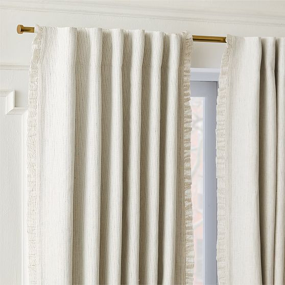Ruffle Linen With Blackout, 48x108, Charcoal Pinstripe | West Elm (US)
