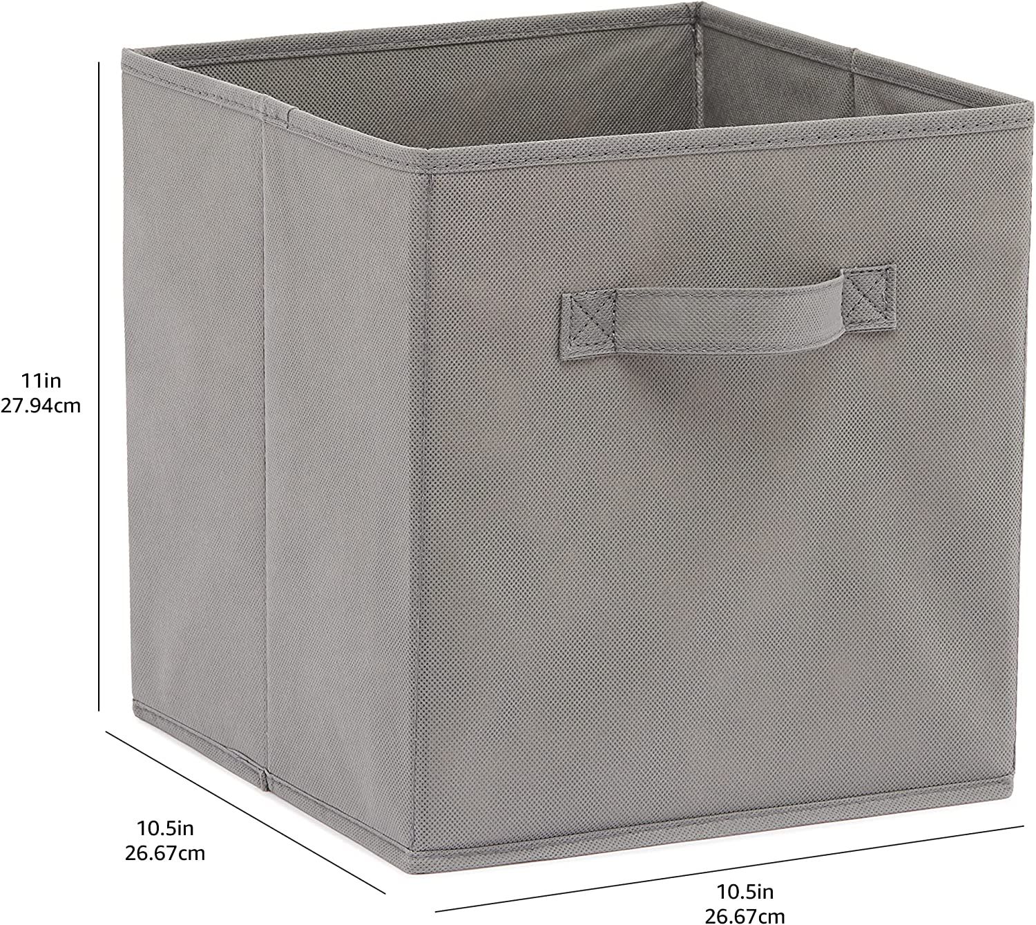 Amazon Basics Collapsible Fabric Storage Cubes Organizer with Handles, Gray - Pack of 6 | Amazon (US)