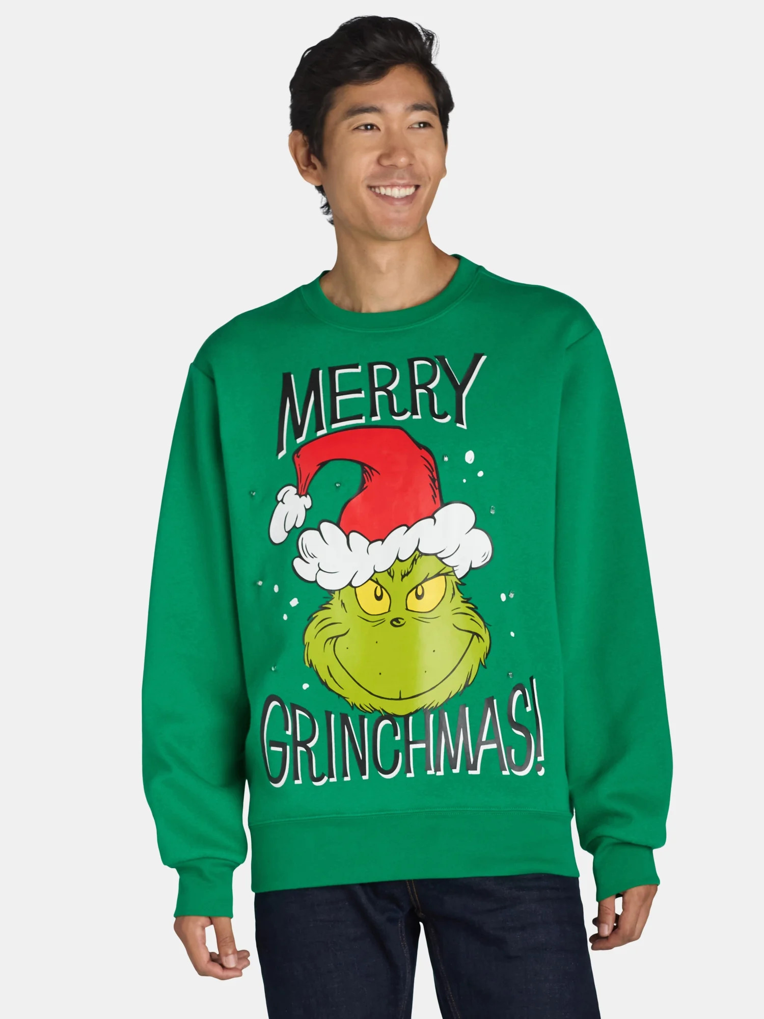 Dr. Seuss Men's & Big Men's The Grinch Smiley Graphic Sweatshirt, Sizes XS-3XL | Walmart (US)