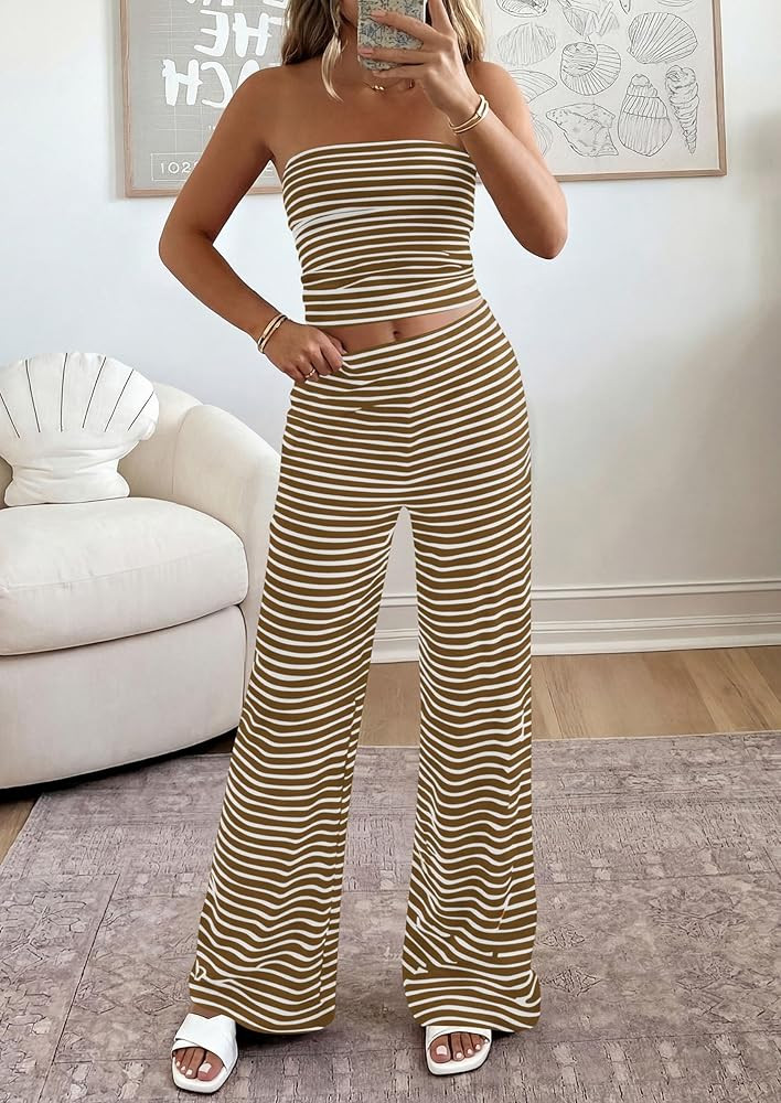 PRETTYGARDEN Two Piece Striped Sets for Women Summer Travel Outfits 2026 Spring Y2K Going Out Vac... | Amazon (US)