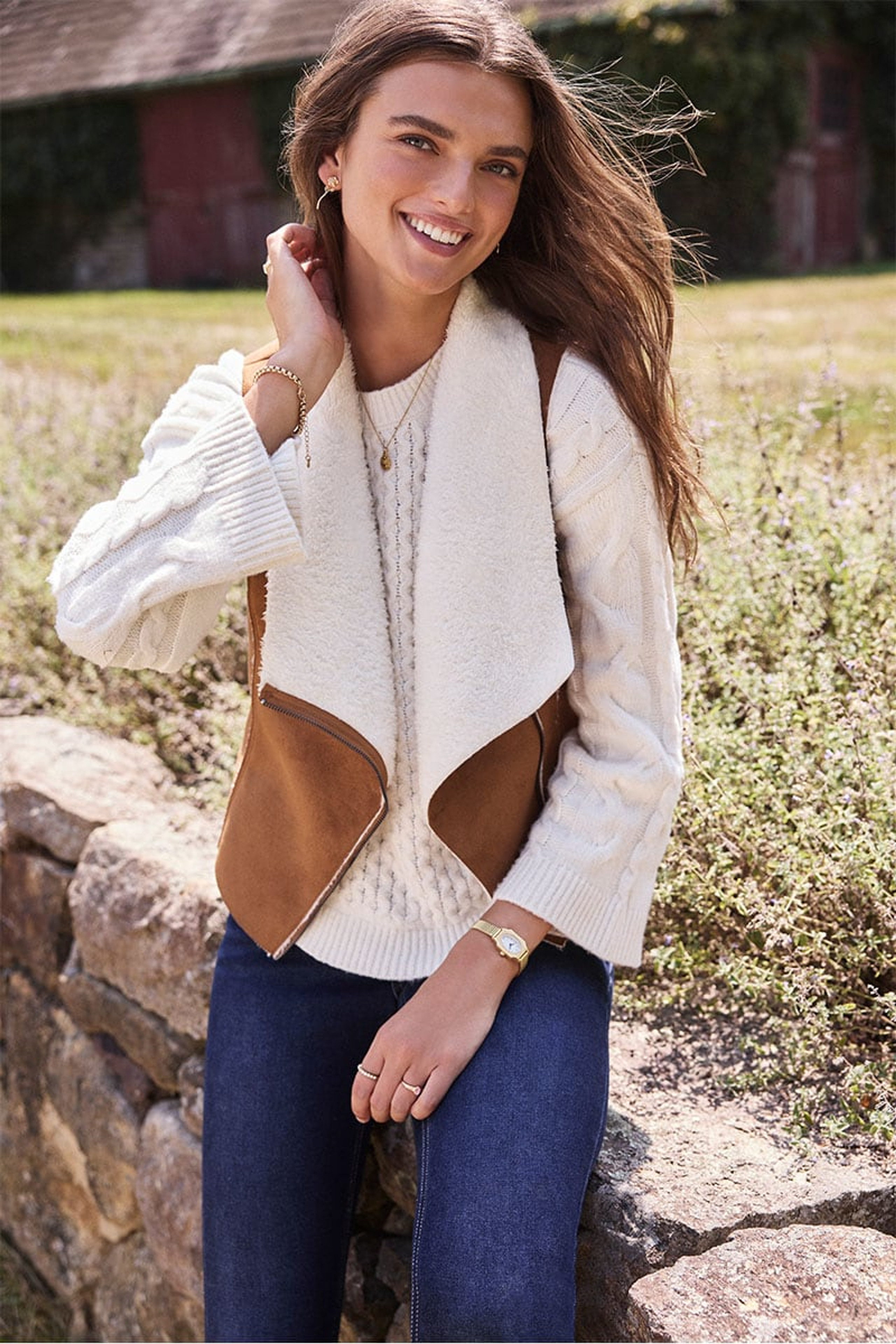 Becky Faux Suede Sherpa Vest | Francesca's