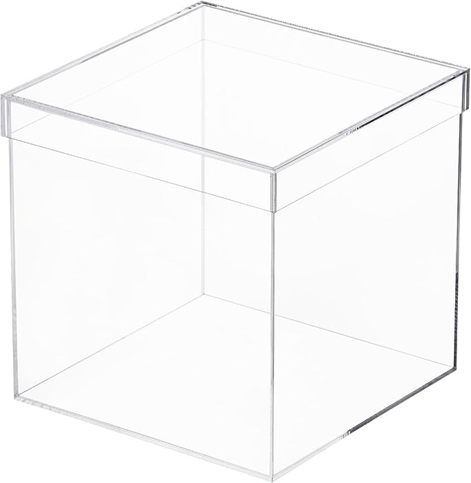 Clear Square Acrylic Boxes, Acrylic Cube Containers with Lid, Plastic Storage Boxes 8 x 8 x 8 Inc... | Amazon (US)