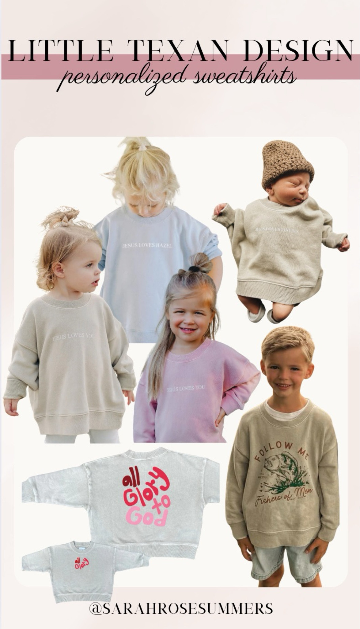 Small Business Saturday- Little Texan Designs. Personalized sweatshirts sizes 6 months-8T on sale for Black Friday. Jesus loves me sweatshirt for babies and kids. Great Christmas gift idea. 

#LTKBaby #LTKKids #LTKSaleAlert