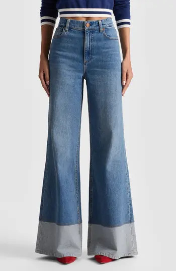 Alice + Olivia Wilson High Waist Wide Leg Jeans in Ami Blue at Nordstrom Rack, Size 32 | Nordstrom Rack