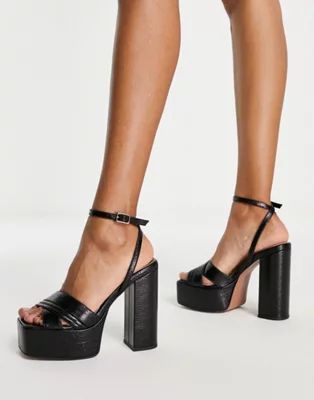 ASOS DESIGN Nocturnal platform high heeled sandals in black | ASOS | ASOS (Global)
