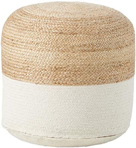 Signature Design by Ashley Sweed Valley Jute & Cotton Pouf, 20 x 20 Inches, Beige & White | Amazon (US)