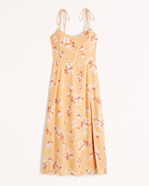 Tie-Strap Corset Midi Dress | Abercrombie & Fitch (US)