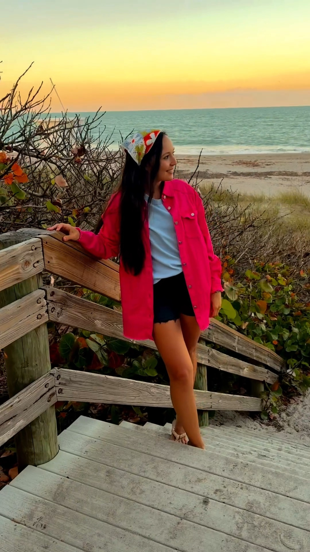 A pink denim jacket, salty air, and nowhere to be but here.

Wearing a size small 

#LTKootd #LTKSeasonal #LTKdayinmylife