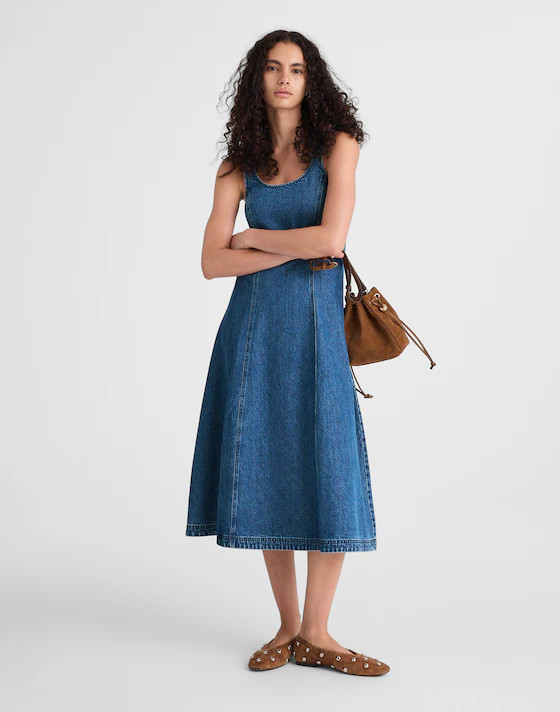 Denim Scoopneck Midi Dress | Madewell | Madewell