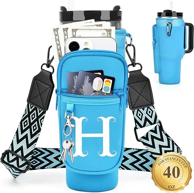 Initial Water Bottle Holder with Strap for Stanley 40 oz Tumbler, Gift for Mother's Day, Women's ... | Amazon (US)