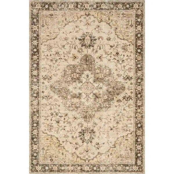 Amaryllis Medallion Machine Washable Area Rug | Bed Bath & Beyond