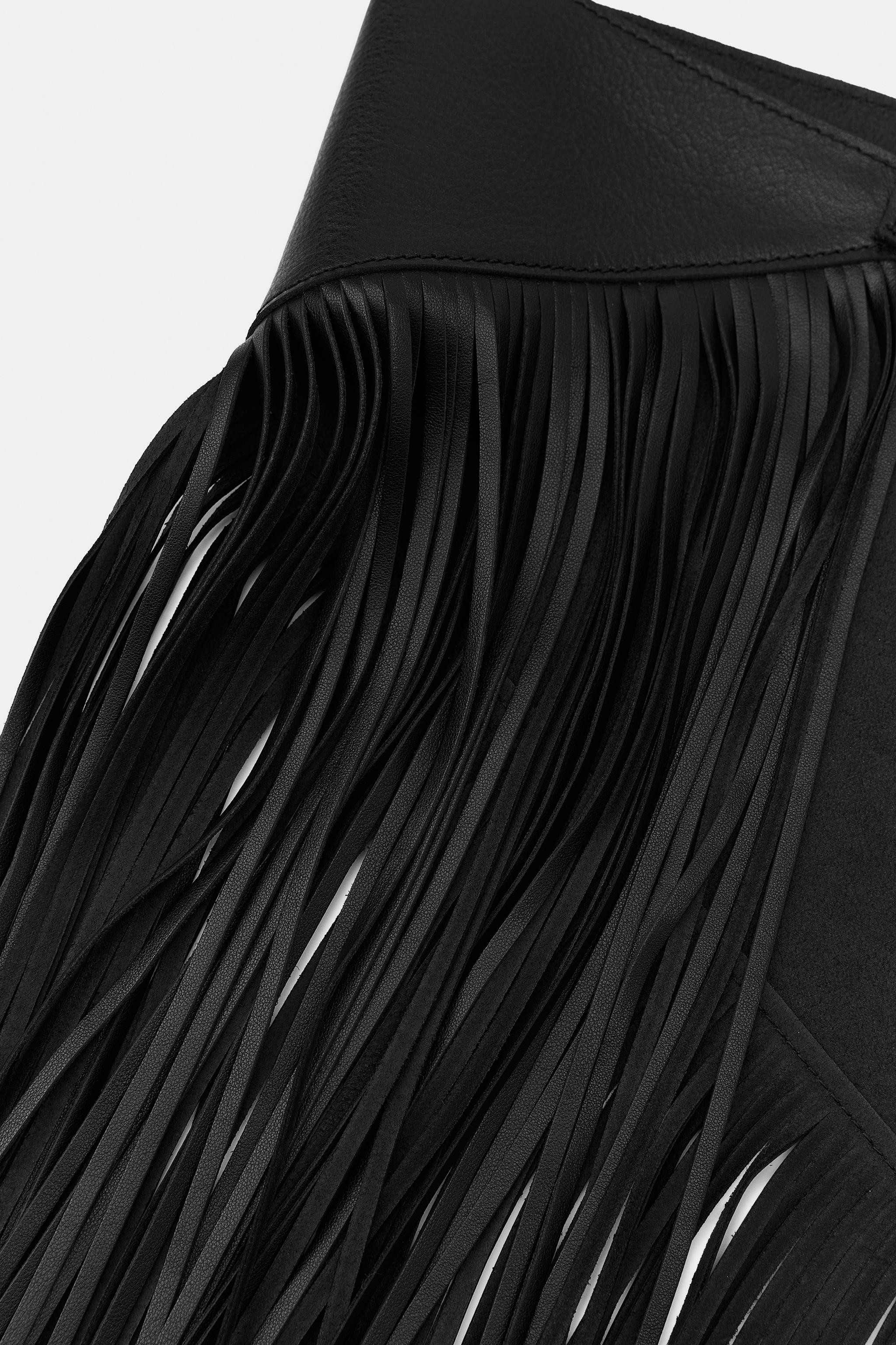 100% LEATHER SCARF BELT WITH FRINGES | Zara UK