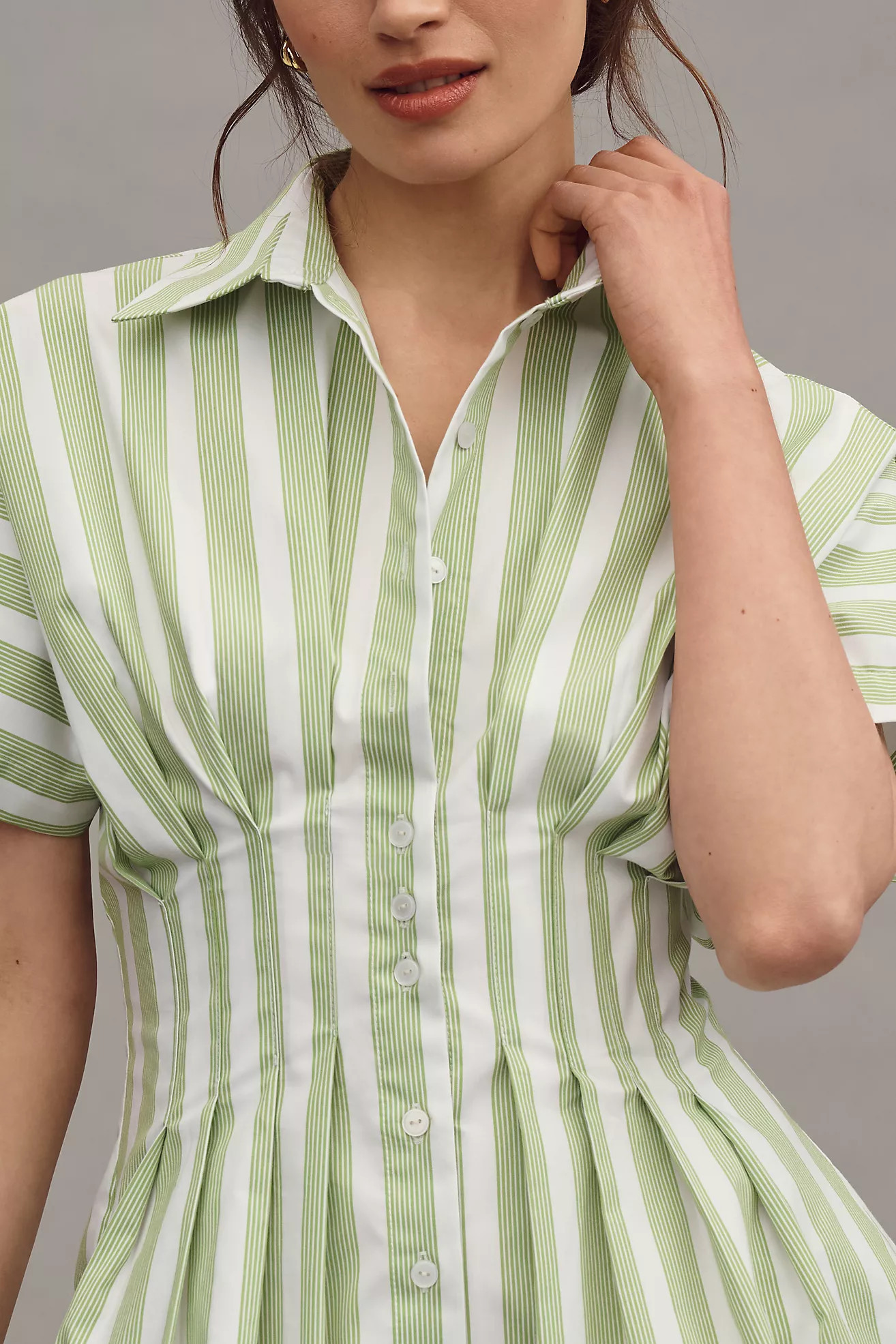 The Tobie Button-Front Pleated Shirt Dress by Exquise: Mini Edition | Anthropologie (US)