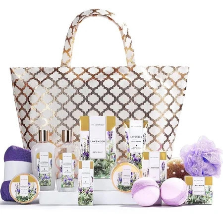 Spa Luxetique Bath Gift Sets for Women Mother's Day Gifts for Mom, 15 Pcs Lavender Spa Baskets for Her Relaxing Birthday Holiday | Walmart (US)