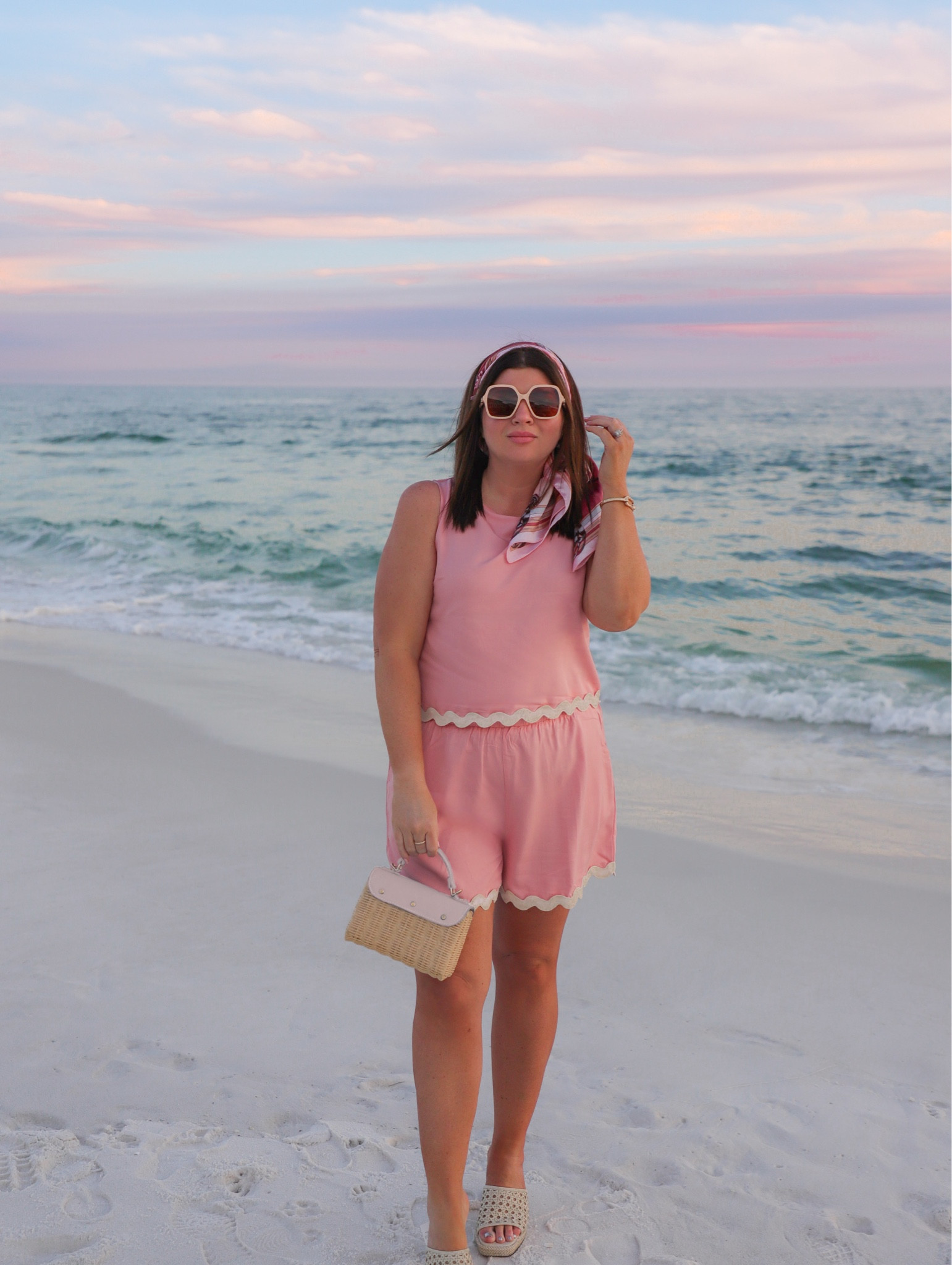 Pinknric rac 2 piece set
Vacay style resort vacation scarf wicker bag ootd 

#LTKTravel #LTKOver40 #LTKMidsize