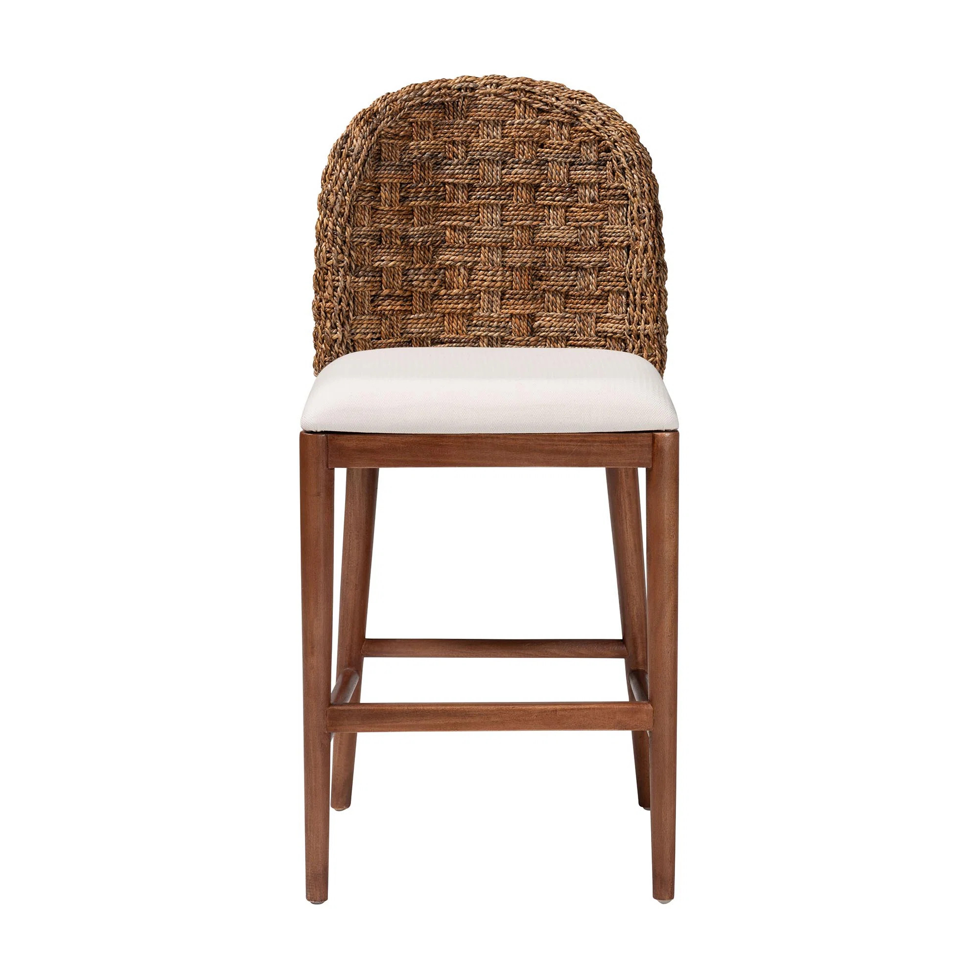 Aafrin Solid Wood 23'' Acacia Wood and Seagrass Counter Stool | Wayfair North America