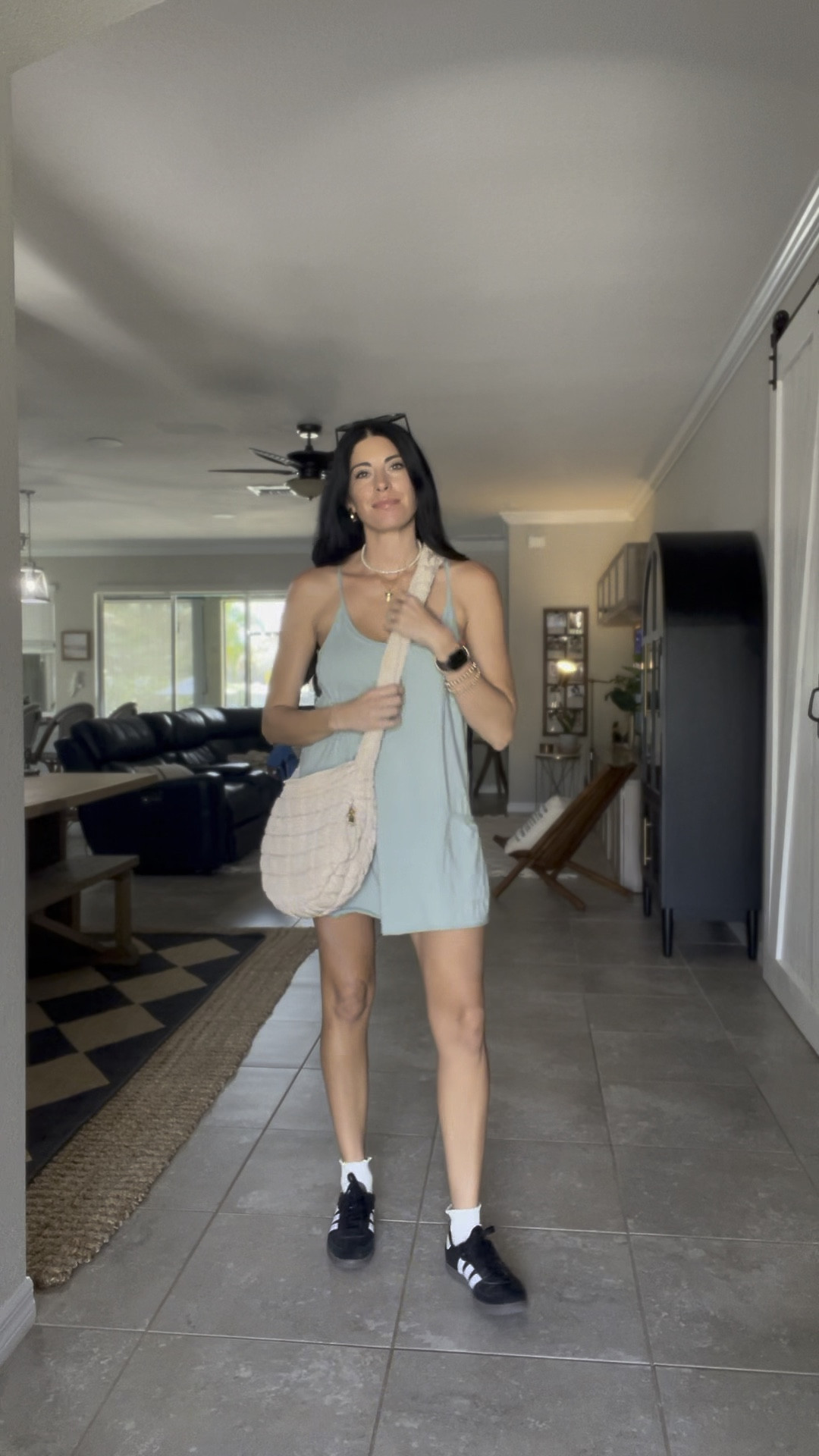 Light + airy is always the vibe here in the sunshine state. 

Size down a whole size in the sambas. And do not dry this romper. Mine has been washed and hung dry several times 🙃 