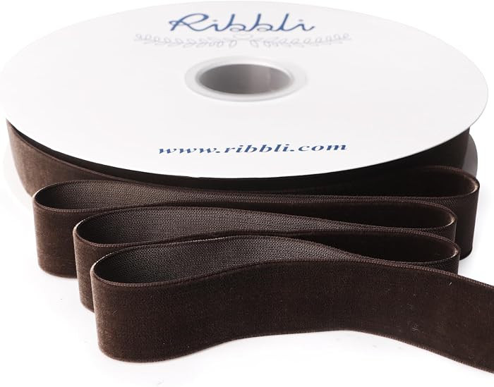 Ribbli Brown Velvet Ribbon 1 Inches Continuous 25 Yard Spool Brown Christmas Ribbon for Gift Wrap... | Amazon (US)