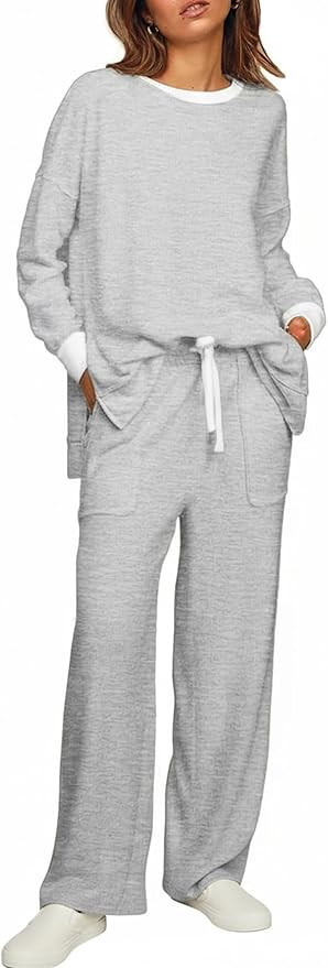 ETCYY NEW Lounge Sets for Women 2 Piece Outfits with Side Split Sweatshirt Tops and Wide Leg Swea... | Amazon (US)