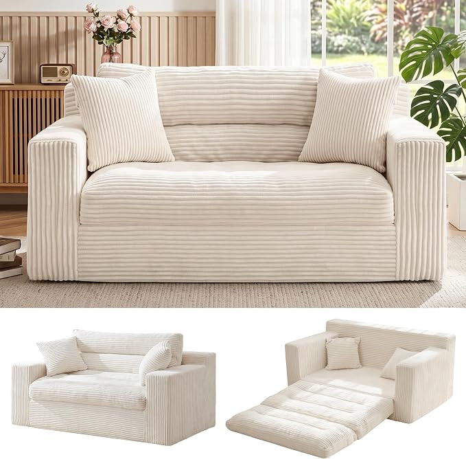Erament Boneless Loveseat Sofa Couch, 2 in 1 Convertible Sofa Bed with Pillows, Fold Out Bean Bag... | Amazon (US)