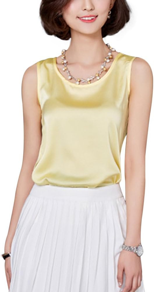 Women's Silk V Neck Camisole Satin Tank Tops Casual Cami Loose Sleeveless Blouse Tank Shirt | Amazon (US)