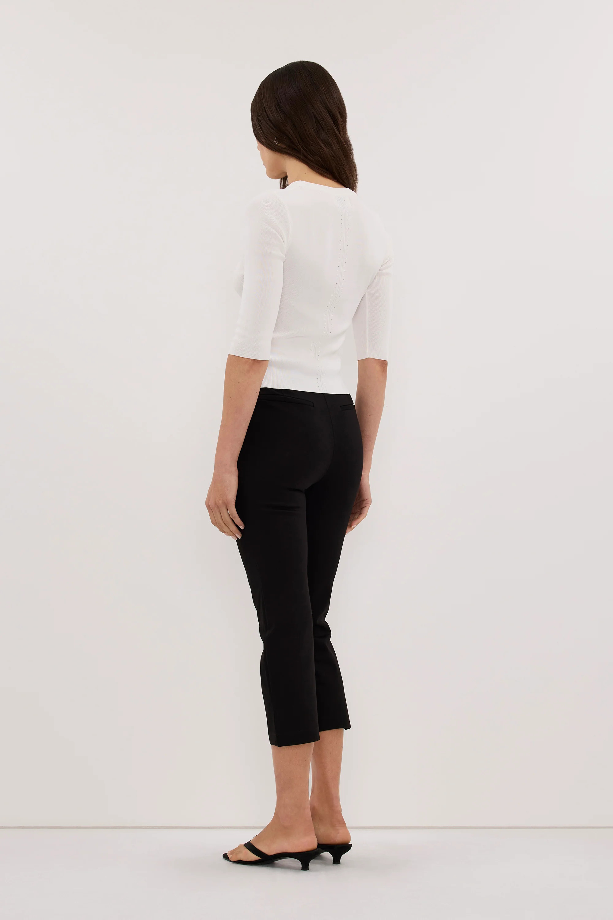 SILVIA WHITE 3/4 SLEEVE KNIT TEE | DISSH
