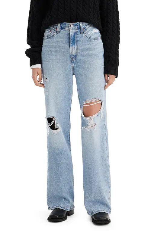 levi's Ribcage Ripped High Waist Wide Leg Jeans in Probably Okay at Nordstrom, Size 3032 | Nordstrom