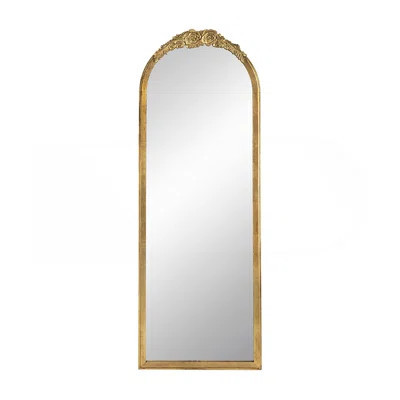 Gorgeous Wood Floor Mirror With Intricate Floral Details And Gold Finish, A Stunning Home Decor Piece | Wayfair North America
