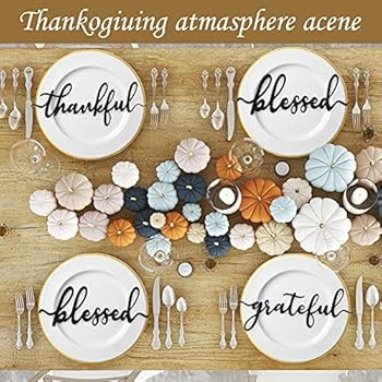 8 Pieces Thanksgiving Wood Cutout Sign Thankful Grateful Blessed Gather Sign Unfinished Rustic Wo... | Amazon (US)