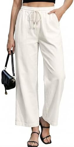 luvamia Wide Leg Jeans for Women Trendy High Waisted Pull On Elastic Waist Drawstring Ankle Lengt... | Amazon (US)
