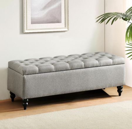 Busaurus Storage Ottoman Bench 50.2 Inches, Upholstered End of Bed Ottoman Bench with Storage and Seating, Large Blanket Storage Bench for Foot Rest in Bedroom, Living Room, Entryway (Grey)

#LTKhome