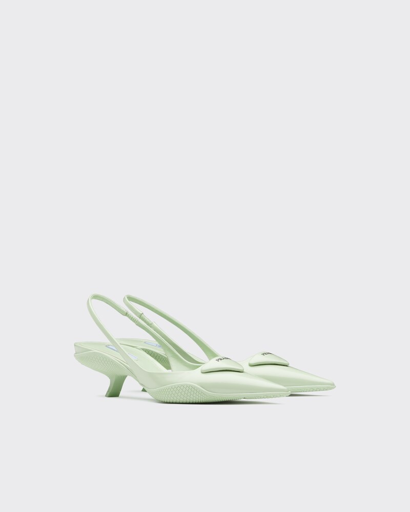 Brushed leather slingback pumps | Prada Spa US