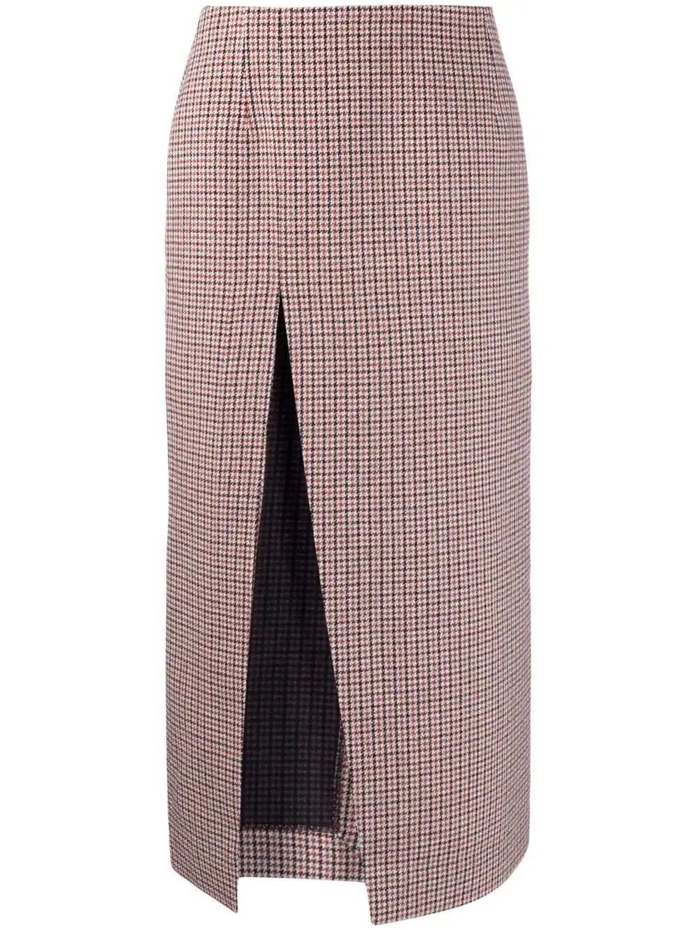 Maje slit-detail Checked Skirt - Farfetch | Farfetch Global