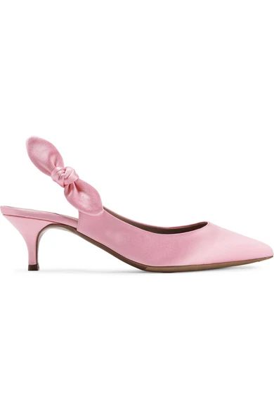 Tabitha Simmons - Rise Bow-embellished Satin Slingback Pumps - Baby pink | NET-A-PORTER (US)