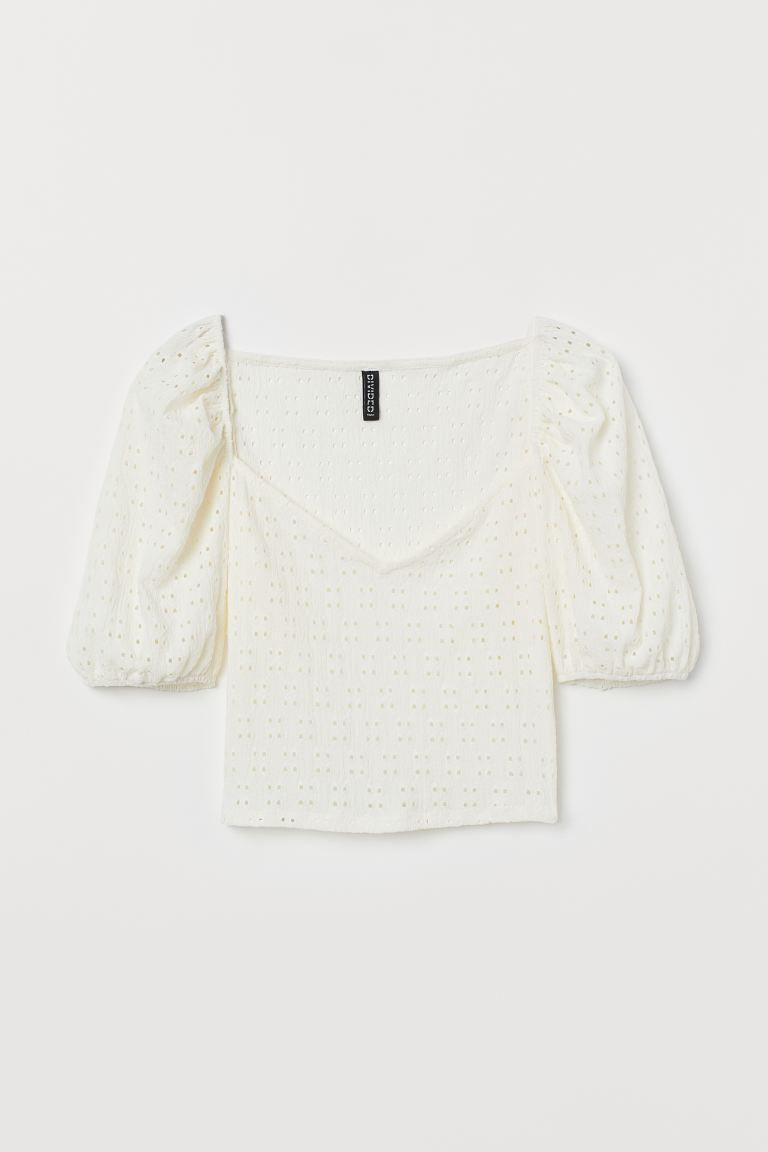 Puff-sleeved Jersey Top | H&M (US + CA)