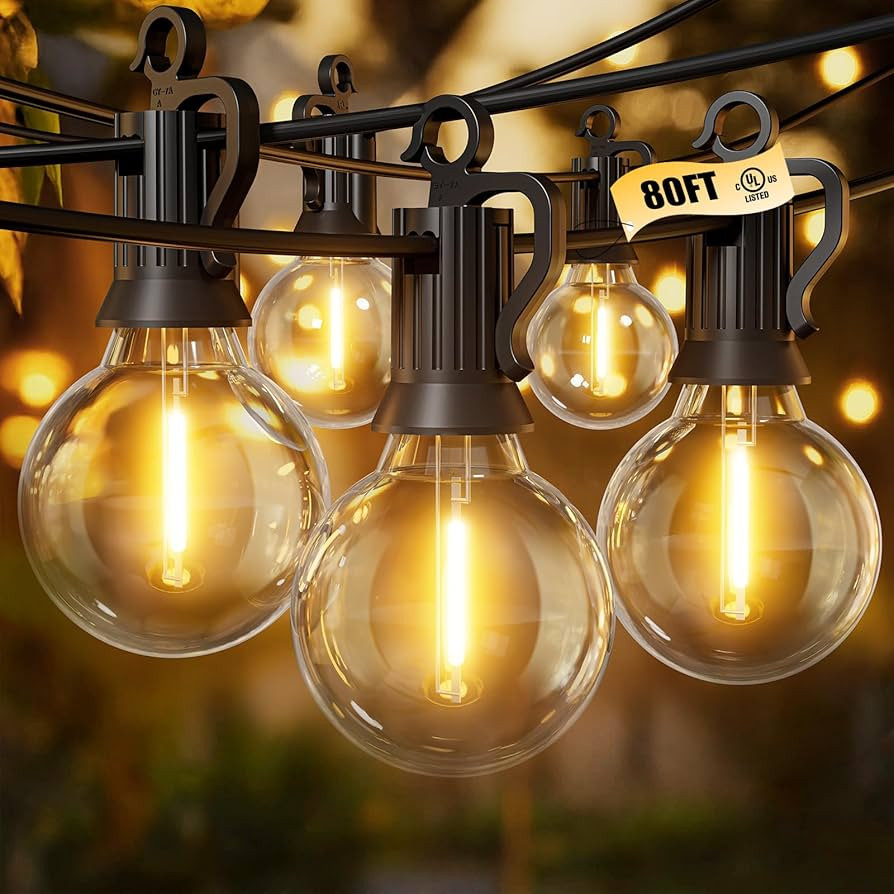 Brightown Outdoor String Lights, 80FT 40+2 G40 Bulbs Shatterproof Patio Lights, IP65 Waterproof D... | Amazon (US)