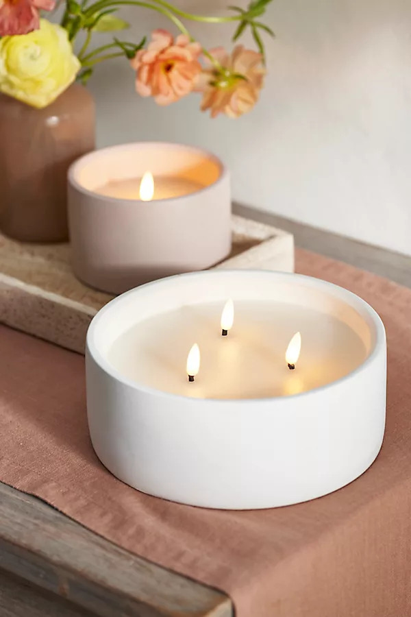 Concrete Bowl Flameless Outdoor Candle | Anthropologie (US)