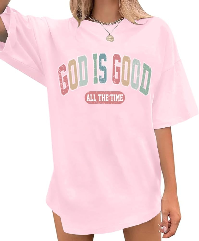 Christian Shirts for Women Oversized God is Good Shirt Religious Jesus Faith Inspirational Tshirt... | Amazon (US)