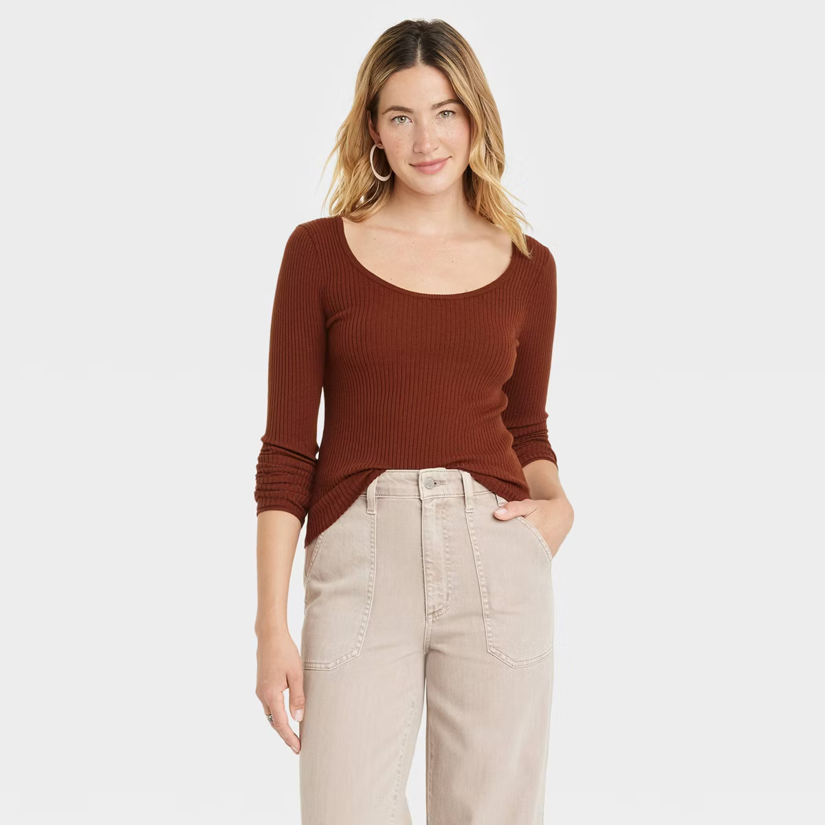 Women's Shrunken Rib Scoop Neck Pullover Sweater - Universal Thread™ | Target